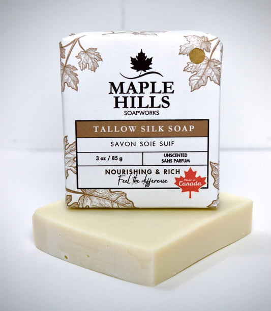 Unscented Tallow Silk Soap Bar