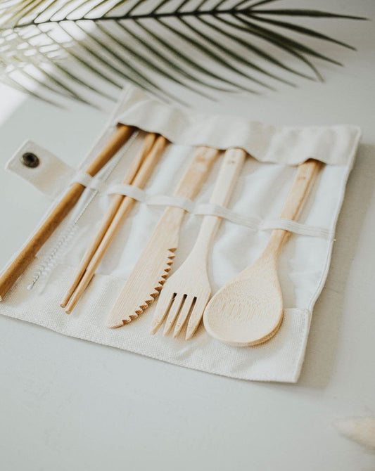 Travel Bamboo Utensil Set With Pouch