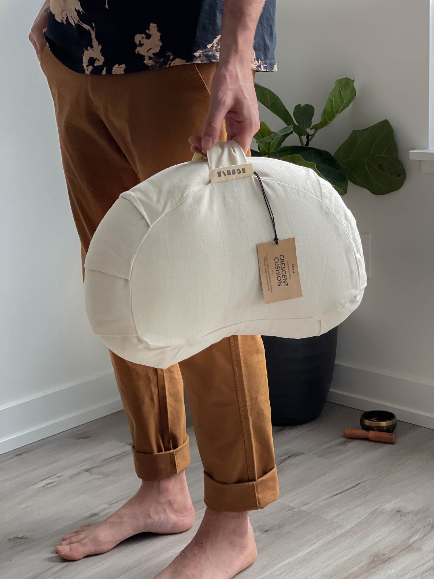 Crescent Natural Meditation Cushion | Ivory White